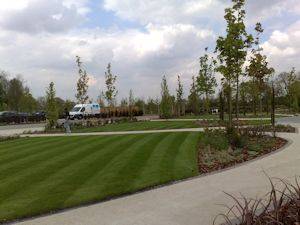 Corporate car park and grass irrigation system