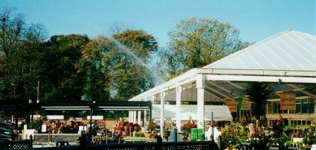 Overhead garden centre watering