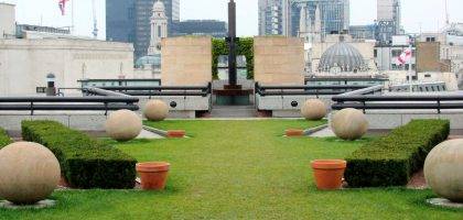 Intensive green roof watered by irrigation system