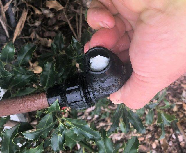 Irrigation pipe with ice inside found during Winter irrigation system shut down/servicing