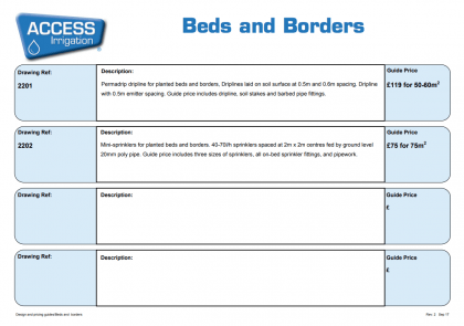 Bed and Borders cost guidelines