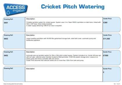 Cricket pitch watering cost guidlines