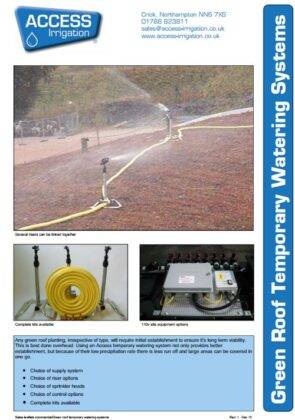 Green roof temporary watering systems leaflet