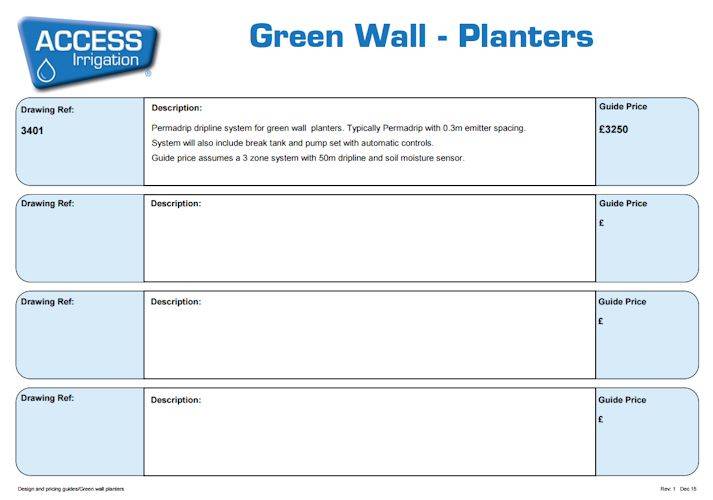 green wall planter costs