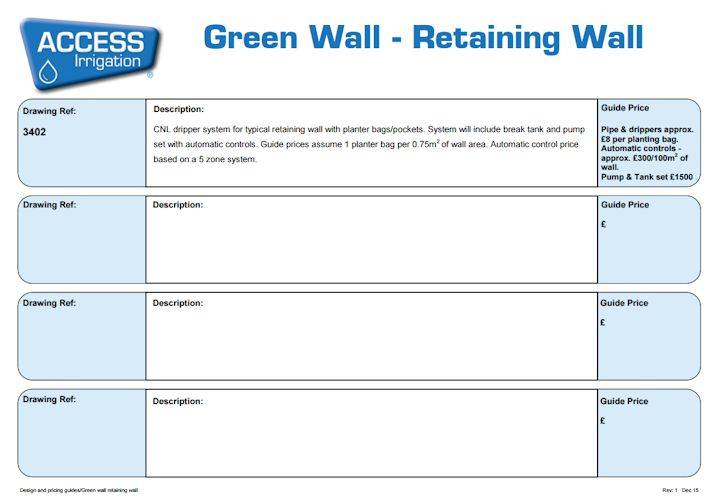 green wall retaining costs