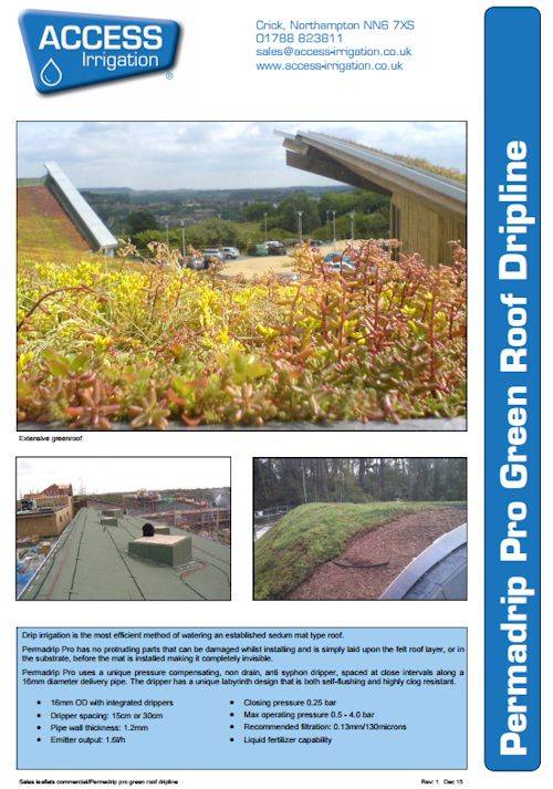 permadrip pro green roof leaflet