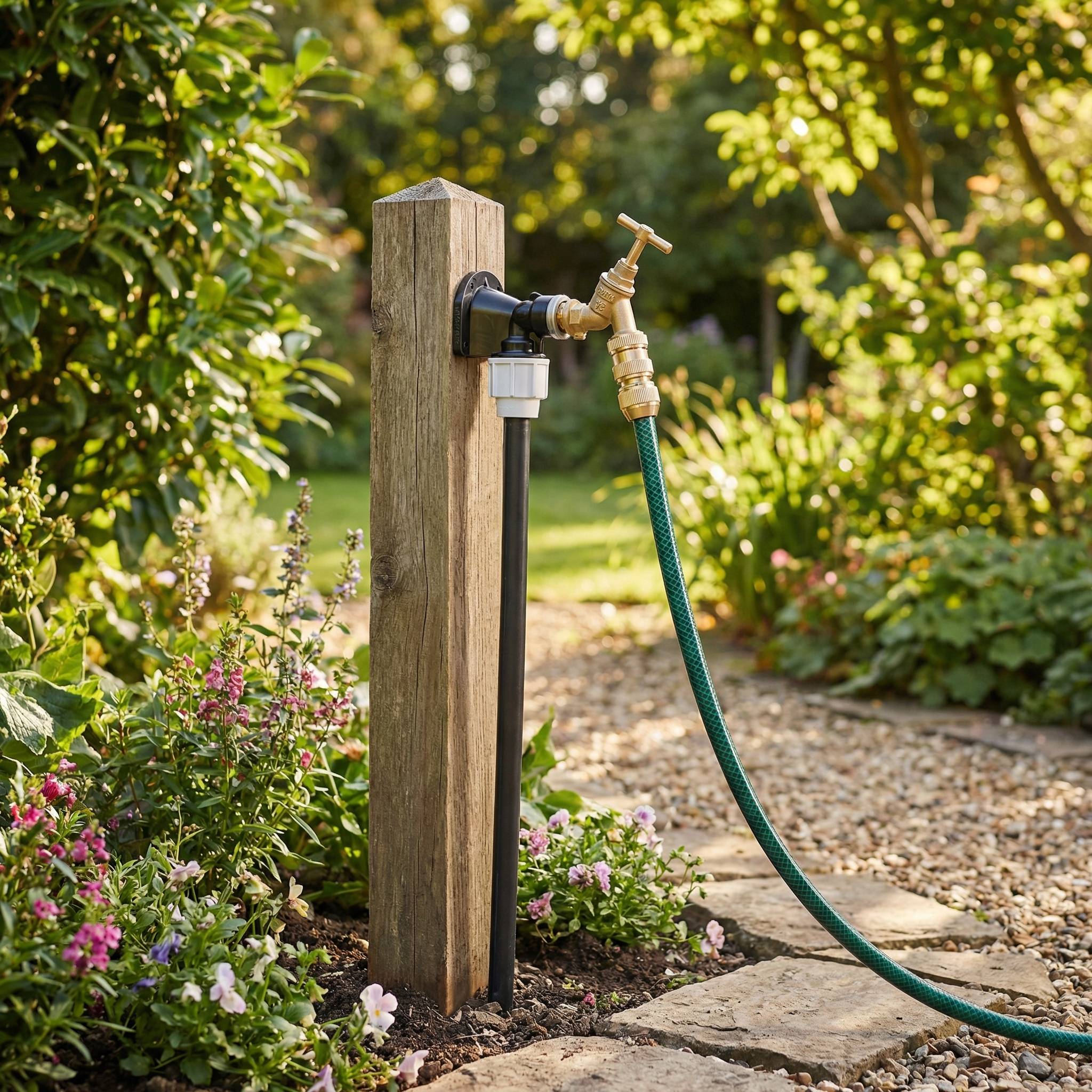 ETB2 brass bib tap on standpipe post