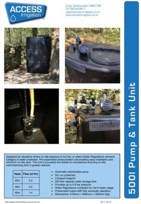 500l pump and tank unit leaflet