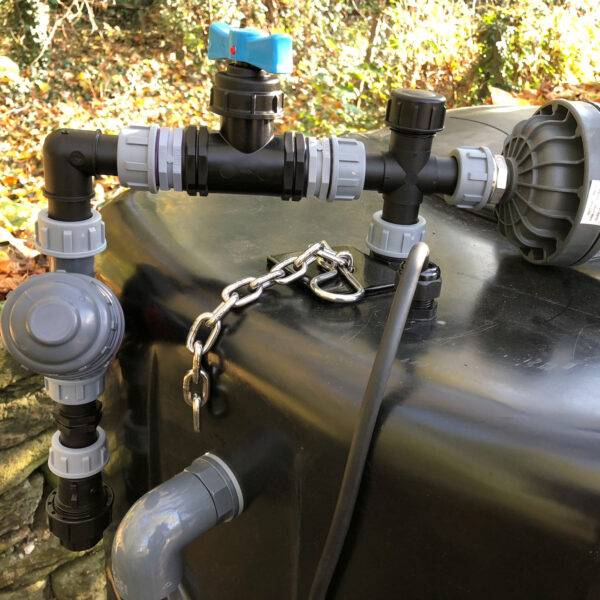 500l Cat 5 pressure booster set for garden irrigation with type AB air gap to comply with UK Water regulations