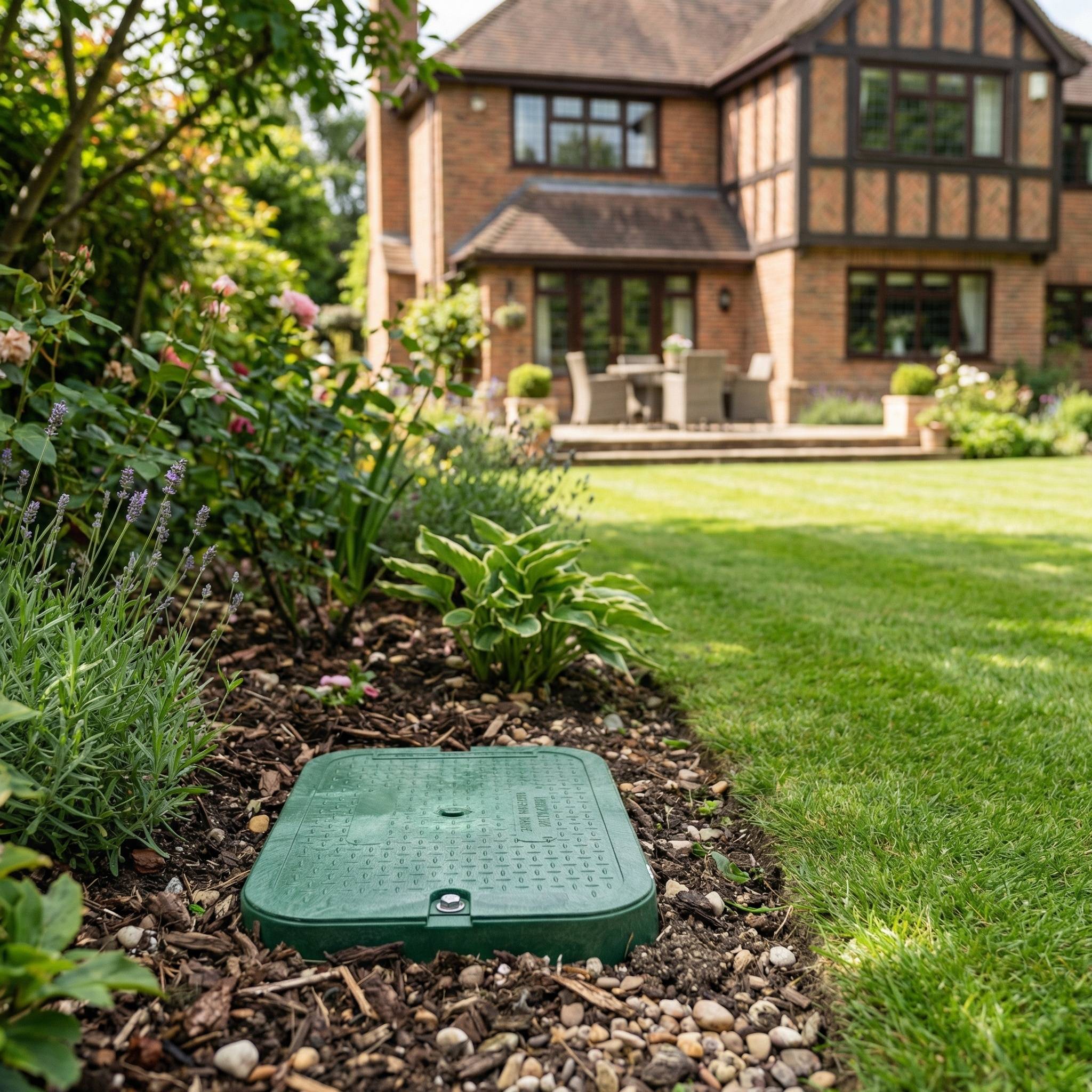 Carson rectangular valve box with plastic lid suitable for slow moving traffic