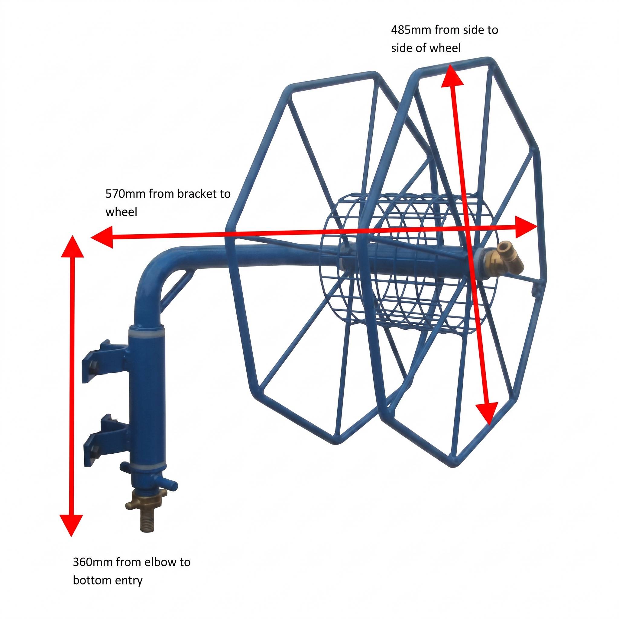 Blue metal swivel hose reel dimensions