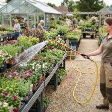 75cm metal watering lance in use watering a garden centre