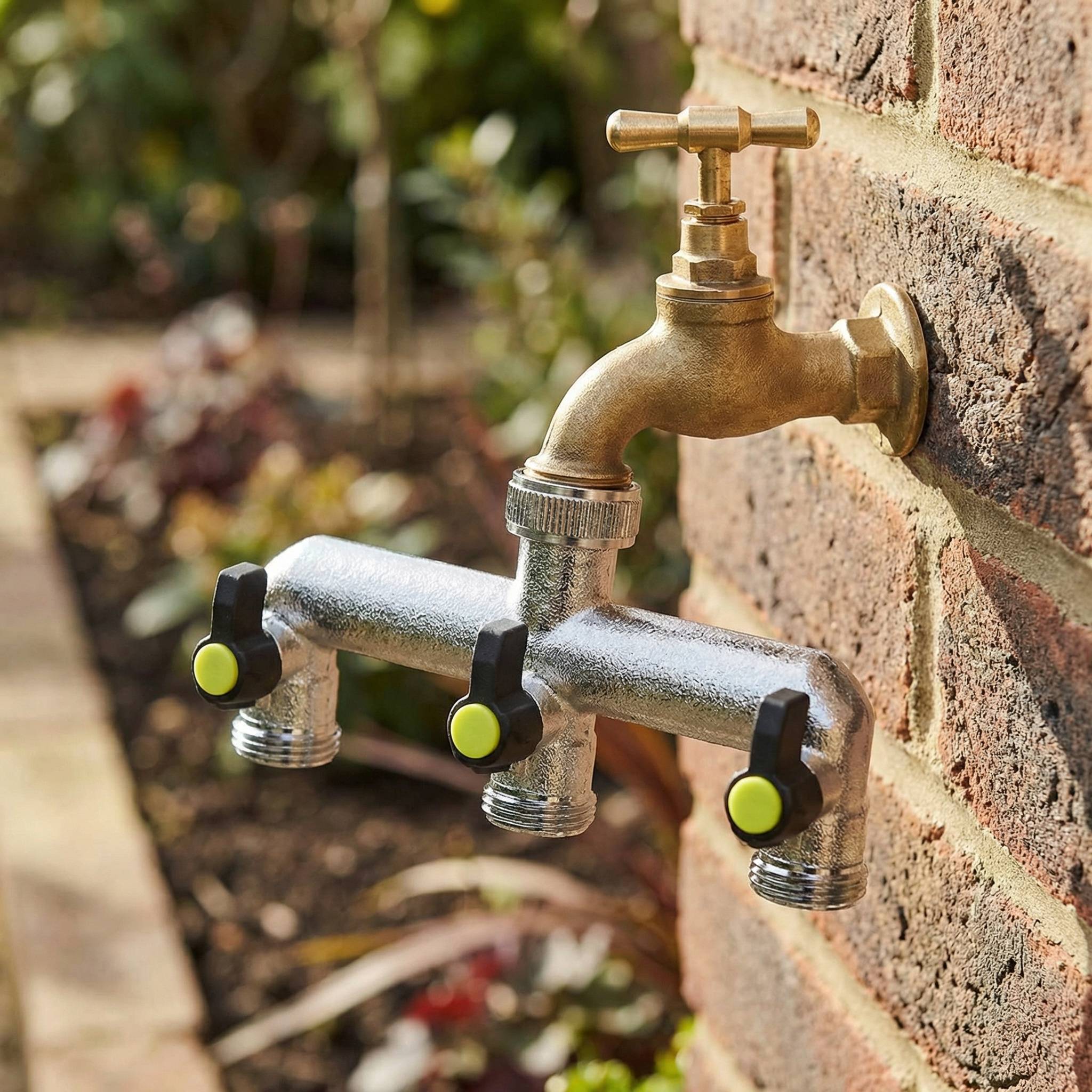 Brass three way tap manifold