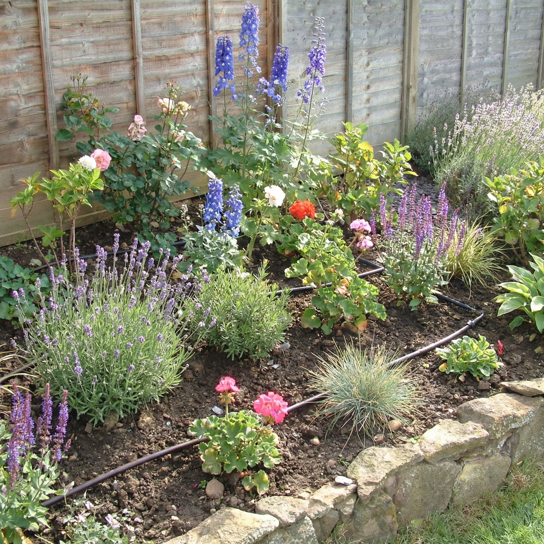 Permadrip Pro Dripline on garden border