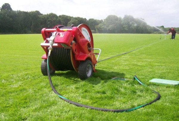 Speedy rain 50/160 reel irrigator designed for large turf areas, requires pumped supply