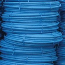 Medium density blue polythene mains water pipe for underground use