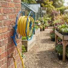 Heavy duty blue wall mounted hose reel for 1/2" or 3/4" hose