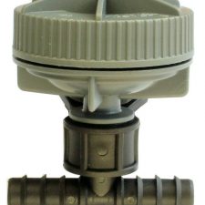 Air/Vacuum Relief Valve keeps drippers clear of dirt on sloping sites by preventing vacuums, required for all Permadrip installed underground