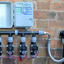 Multi zone tap manifold with Hunter controller connected directly to outdoor tap