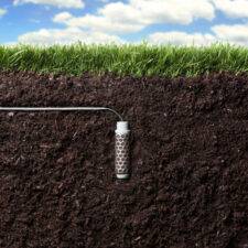 Hunter Node Soil Probe fits to the Hunter Node BT valve box controllers to allow soil moisture sensing