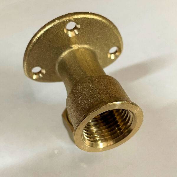 Brass wall plate to connect 1/2″ bib taps to 15mm copper pipe