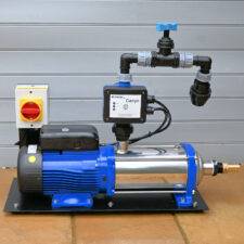 Image of pump with Genyo Auto-start, Lowara Genyo controller, irrigation fittings and isolation switch - all part off Pop Up Sprinkler Package for Bowling Greens