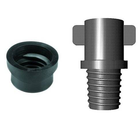 Adaptor ring for secure connection of downtubes and sprinklers to grey uPVC drilled pipe