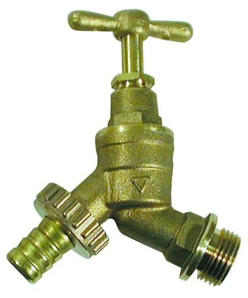 1/2" bib oudoor tap with hose connection and thread to allow irrigation timers, ‘geka’ fittings or quick connectors to be fitted