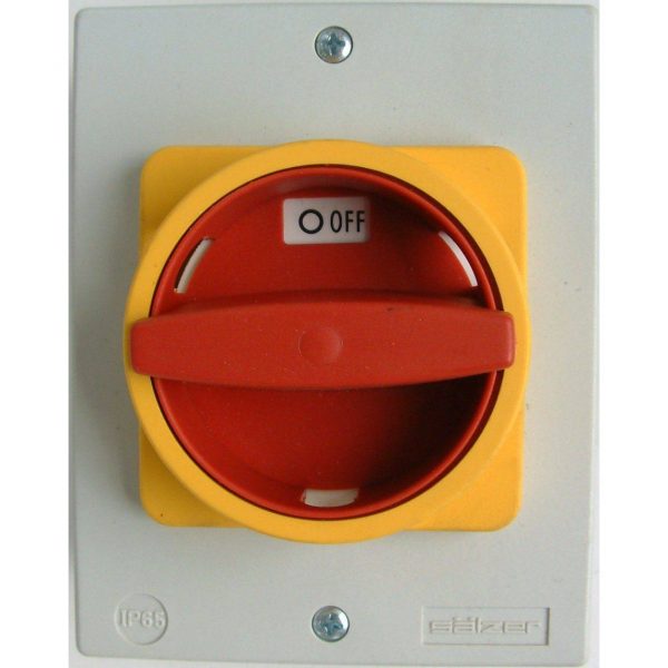 Isolator switch - emergency stop switch for pumps as required by IEE regulations