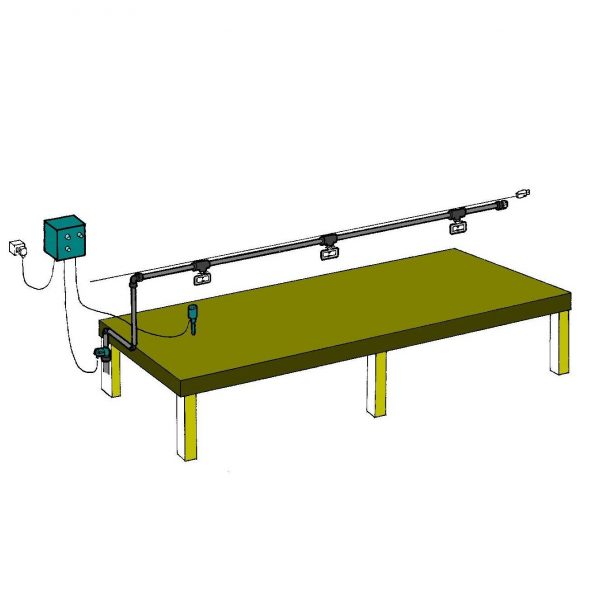 Overhead Mist Propagation Kit for 1m or 1.5m wide benches, keeps propagation bench clear of obstructions and allows the use of fil heat mats