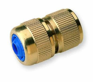 Hose to hose brass snap connector used to permanently connect 1/2" or 3/4" hoses