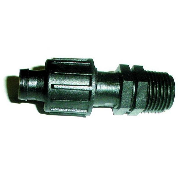 3/4″ BSPM Connector for T-tape, connects to threaded heater outlets